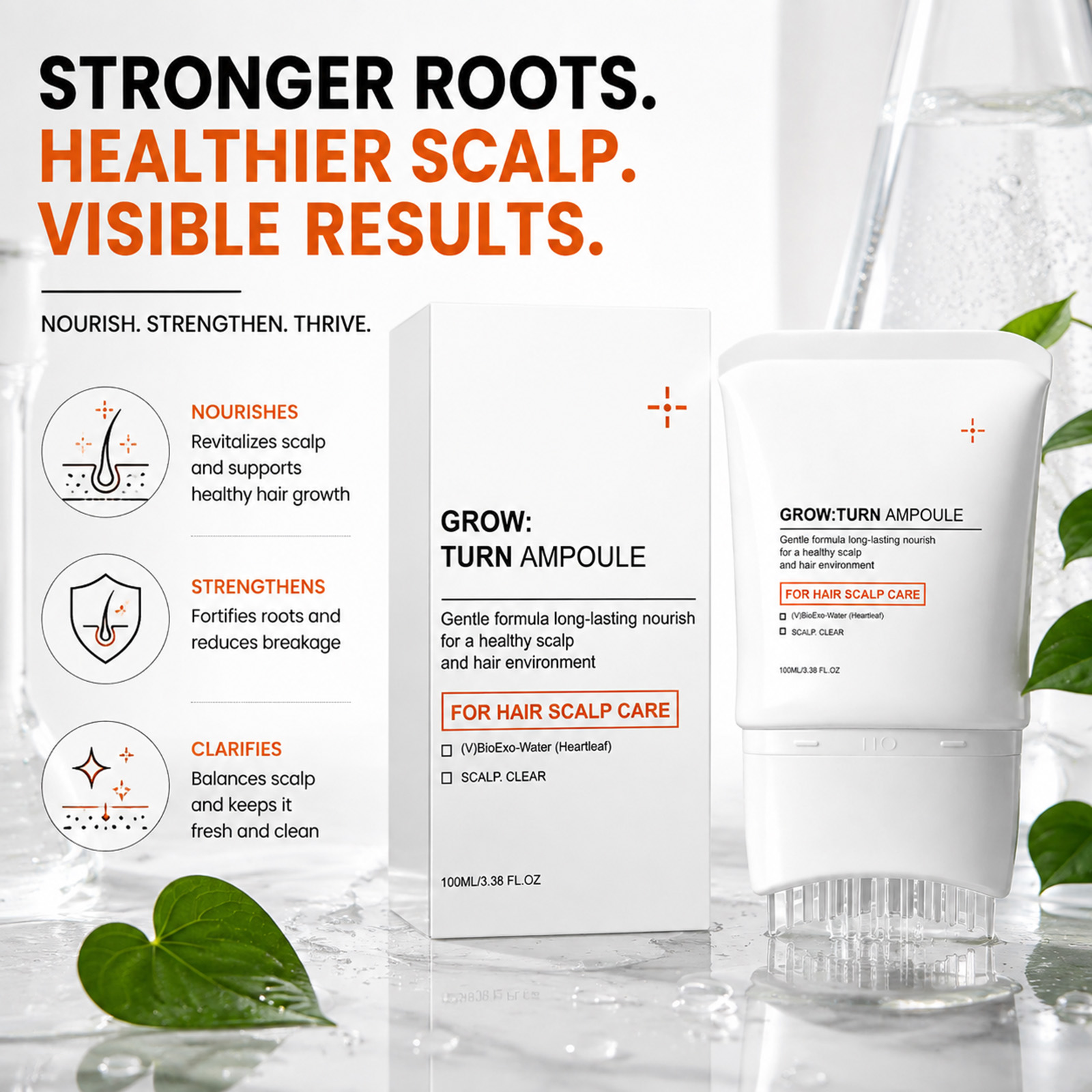 Caffeine Hair Serum - GROW:TURN Ampoule, Suero para el Cuero