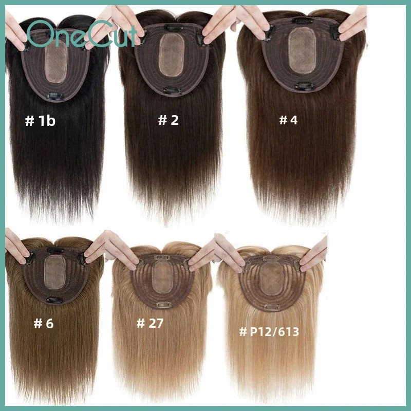 Clip In Hair Piece - Base superior de seda recta para
