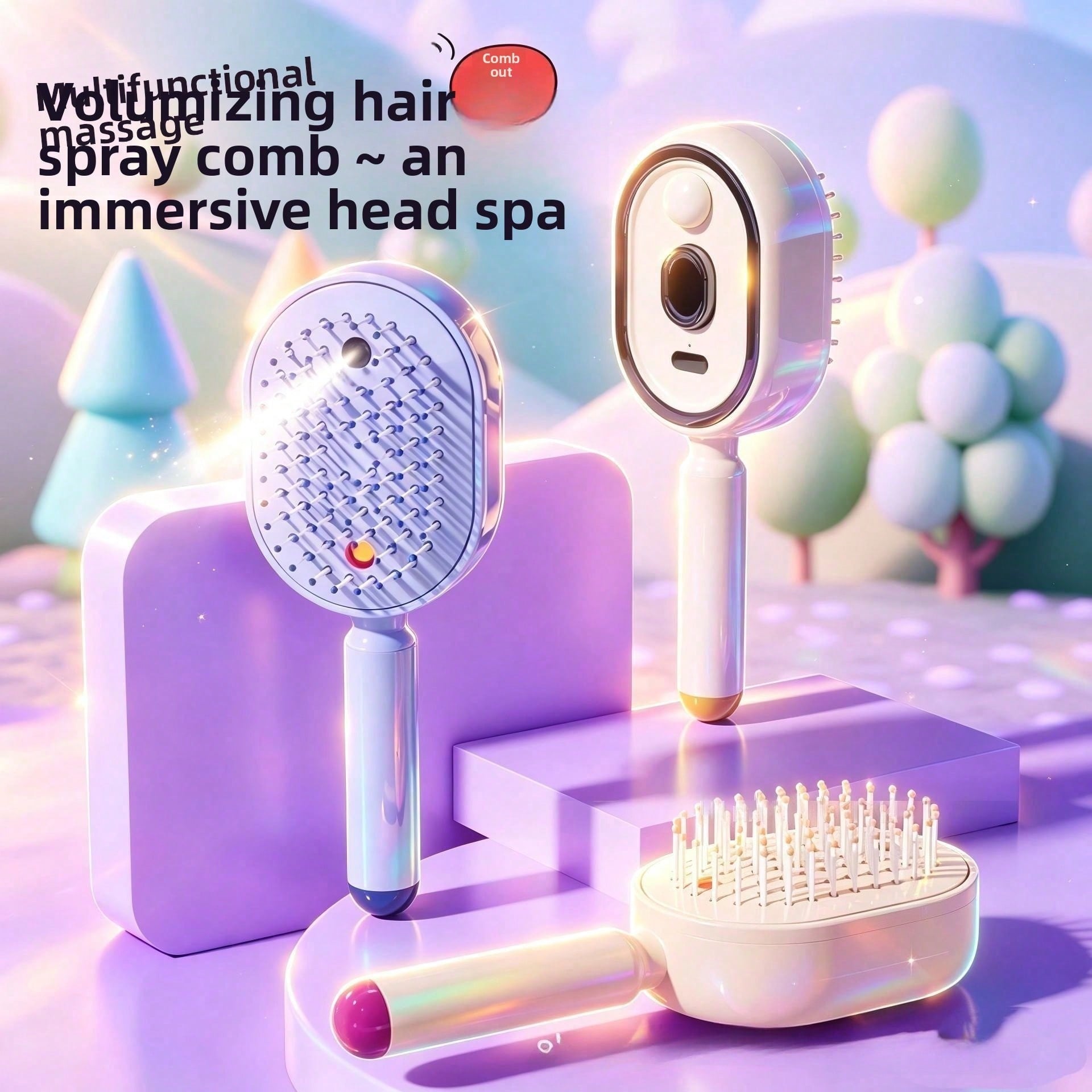 Hair Care Is Self Care - Peine de masaje eléctrico con rociador
